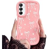 CASBST for Samsung Galaxy A14 5G Phone Case, Curly Wavy Frame, Cute Pattern | Soft Silicone TPU, Ultra-Thin Feel, Anti-Fingerprint, Raised Bezels, Shock Protection, for Women Girls, Bowknot Star