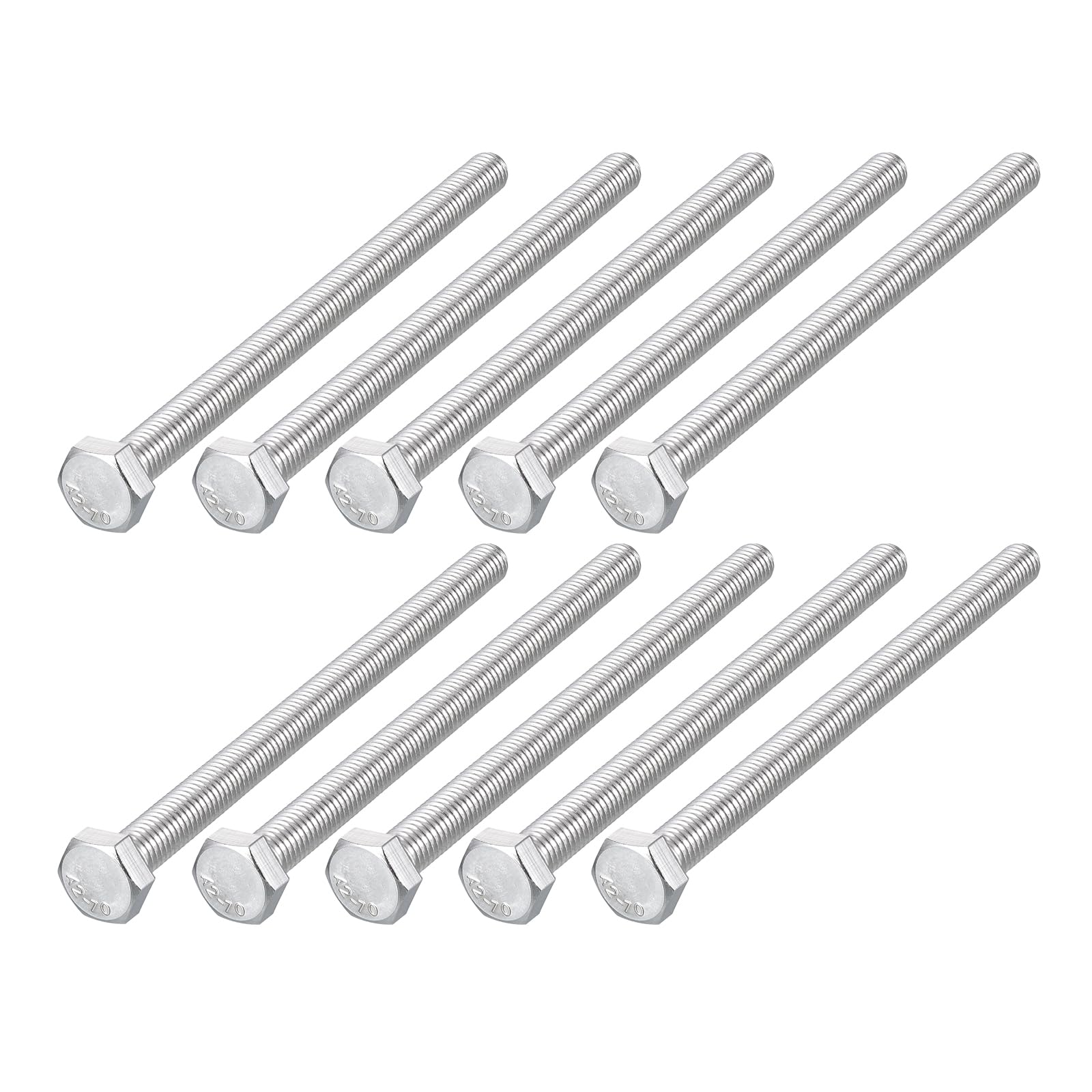 METALLIXITY Hex Bolts (M8-1.25x120mm) 10Pcs, 304 Stainless Steel Coarse Fully Threaded Hex Head Screw Bolt Machine Screws - for Furniture Repair, Silver โ image 1