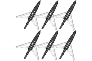 Bombrooster 6 Pack Crossbow Broadheads 100 Grain Chisel Tip Broadhead with Shock Collar Technology