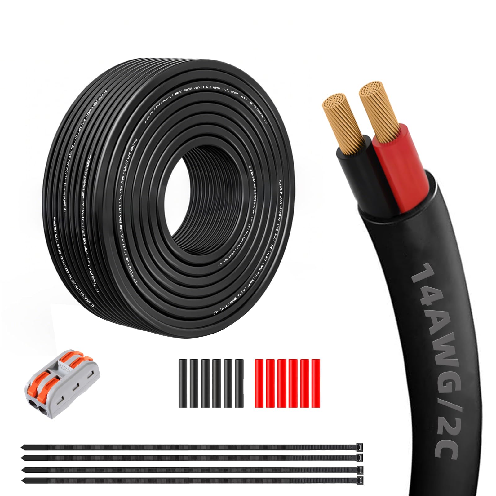 Photo 1 of 14 Gauge 100% Pure Copper 2 Conductor 14/2 Flexible Electrical Wire 30FT, UL2464 14AWG 2 Core Electrical Cable for Automotive, Marine,Boat,LED Lighting, Garden Lighting,etc