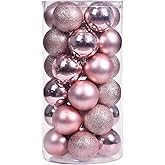 30ct Christmas Ball Ornaments, 2.36" Shatterproof Christmas Tree Decorations, Perfect Hanging Ball for Indoor/Outdoor Holiday Wedding Party Decor (Rose Gold)