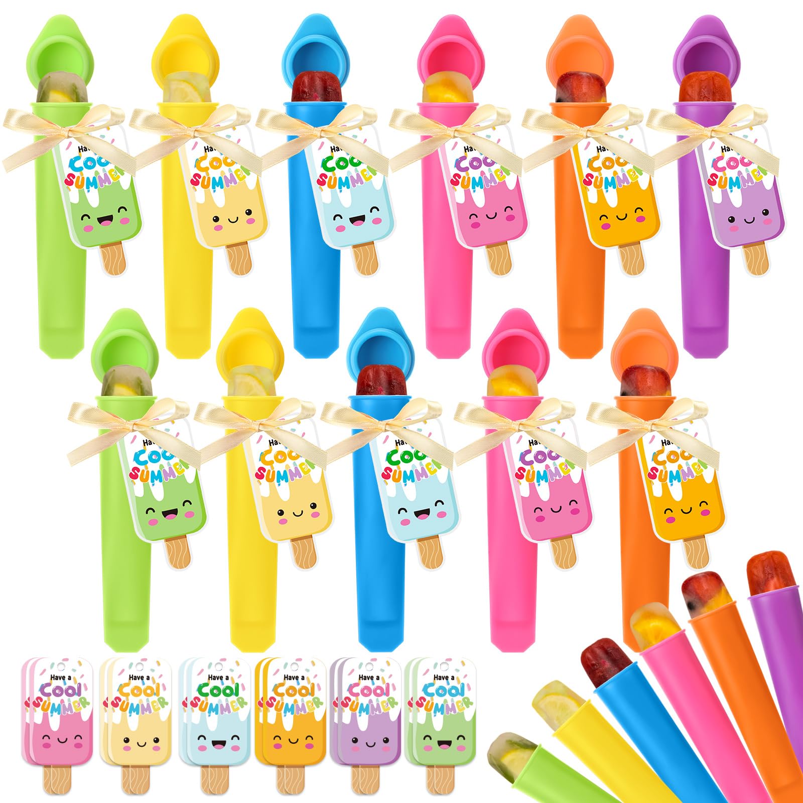 Photo 1 of ****Partial set***
Reallnaive Pack Ice Pop Mold Bulk Yogurt Sticks Ice Cream Party Favors Including Silicone Molds and Cards, Summer Gifts for Students, Summer Activity Party Favors(Round)