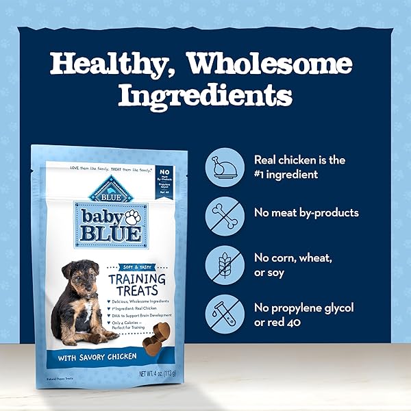 BLUE BUFFALO BABY BLUE TRAINING TREATS NATURAL PUPPY SOFT DOG TREATS, SAVORY CHICKEN 4-OZ BAG