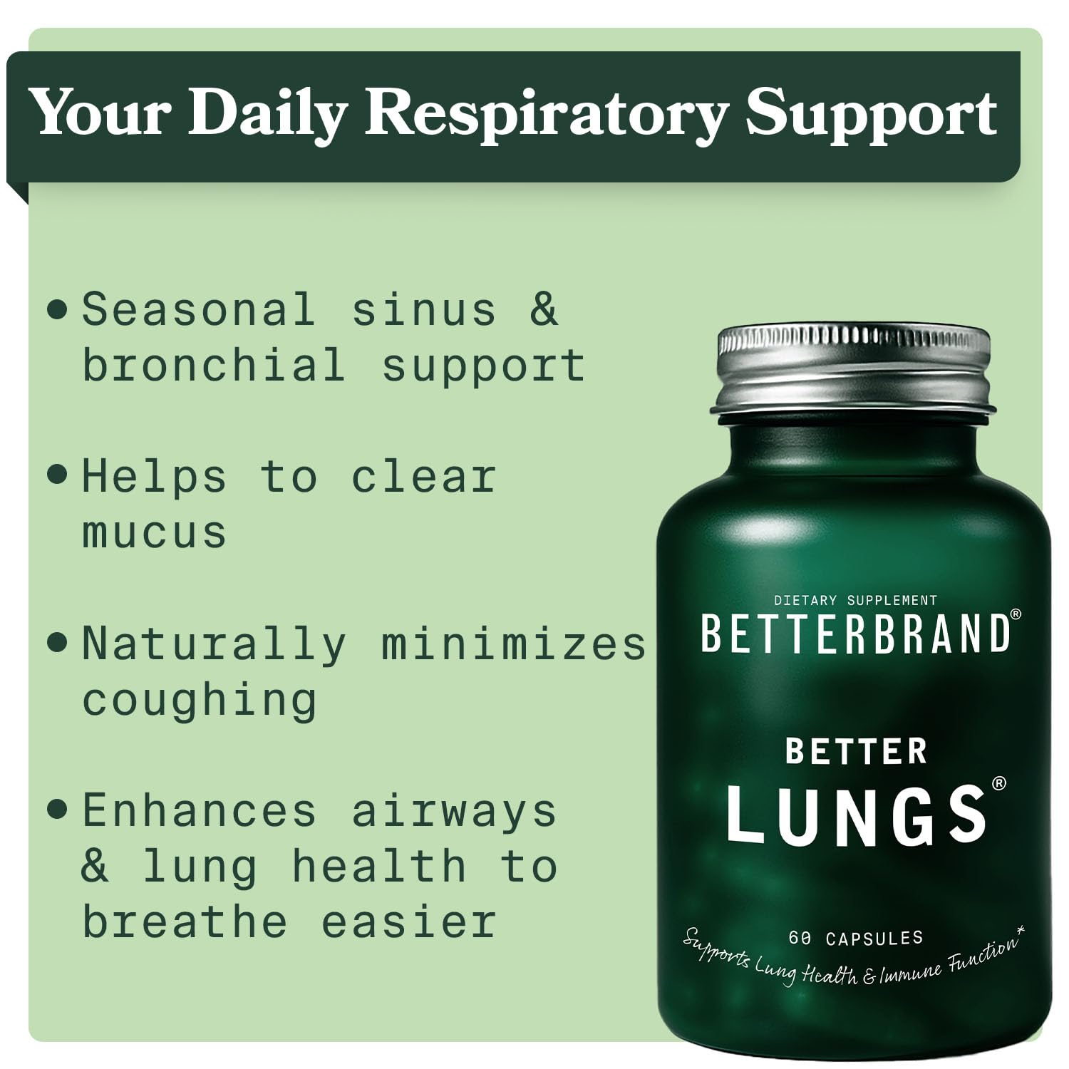 Betterbrand Mullein Leaf Extract for Lungs – Lung Support with Elderberry, Vitamin D, Ginseng & Reishi – Healthy Flow Cleanse & Immune Support– 60 Capsules
