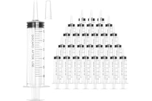 VAOKIN 60ml Plastic Syringe with Cap, Large Syringes without Needle for Liquid, Scientific Labs, Measurement, Pet Feeding ,Ink Refilling ,Oil or Glue Applicator, Individually Wrapped (30 Pack)