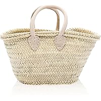 バッグ French Baskets Amazon.com: French basket with leather strap, Straw backpack