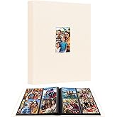 3.5x5 Photo Album, Photo Album 3.5x5 Holds 256 Photos, Linen Cover with Front Window, 3x5 Photo Albums for Wedding Family Baby Anniversary Pictures, Cards (Beige)