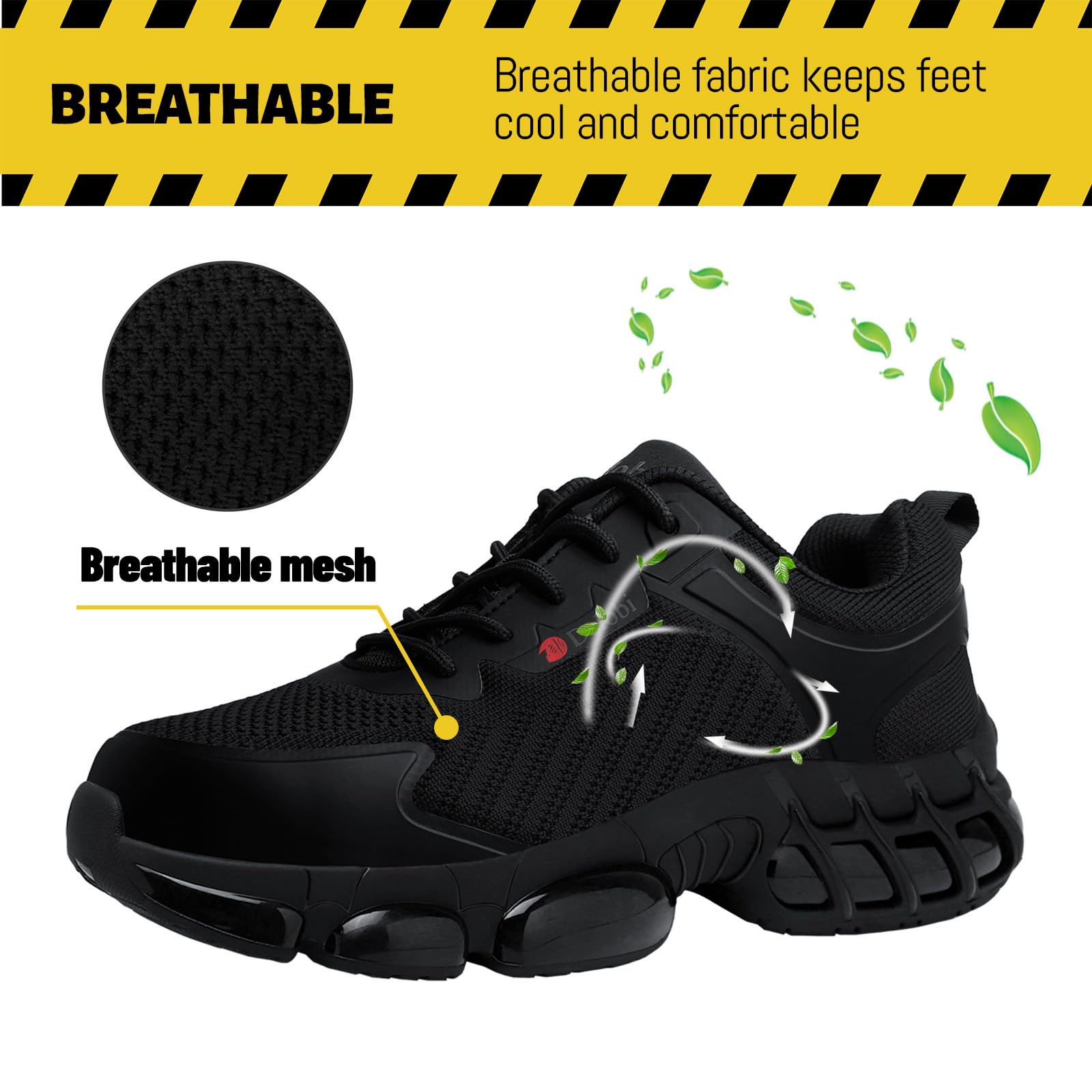 Ayekdeo Steel Toe Sneakers for Men Safety Shoes Comfortable Indestructible Work Shoes Air Cushion Construction Industrial Footwear Size 9