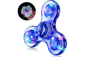 WELLVO LED Fidget Spinner for Kids Adults, Light up Sensory Fidget Toys for Kids 4-8 8-12 Anxiety Stress Relief, Classroom Prizes Glow in The Dark Hand Fidget Spinner Boys Girls Birthday Gifts