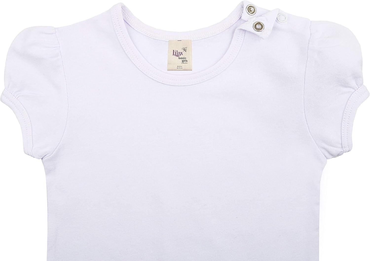 Lilax Baby Girls' Basic Short Puff Sleeve Round Neck T-Shirt: Clothing