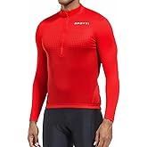 Spotti Men's Cycling Bike Jersey Long Sleeve with 3 Rear Pockets - Moisture Wicking, Breathable, Quick Dry Biking Shirt