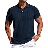 PJ PAUL JONES Mens Short Sleeve Texture Polo Shirts Casual Wrinkle Free Stretch Knit Golf Shirt Tops
