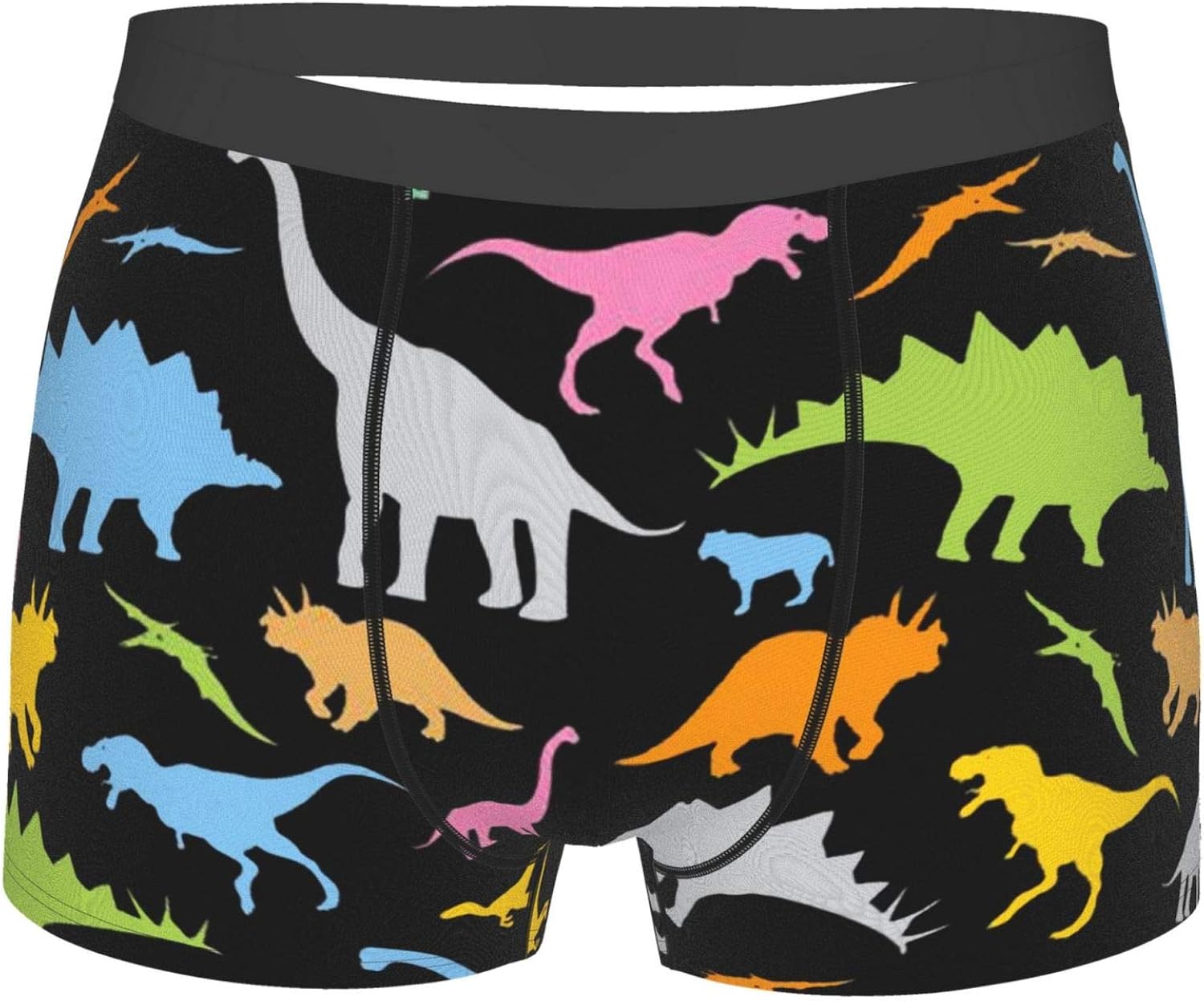 Boxer Briefs for Men Underwear Dinosaur Silhouette Dino Colorful Funny