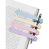 Nearockle 4Pcs Automatic Bookmark, Upgraded Silicone Book Marks with Pen Holder Slot for Women, Men, Kids, Book Lovers, Reading Accessories Bookish Gifts for Teacher, Student