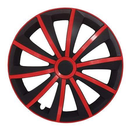 (Größe wählbar) 15 Zoll Radkappen / Radzierblenden GRALO MATT (Schwarz-Rot) passend für fast alle Fahrzeugtypen – universal