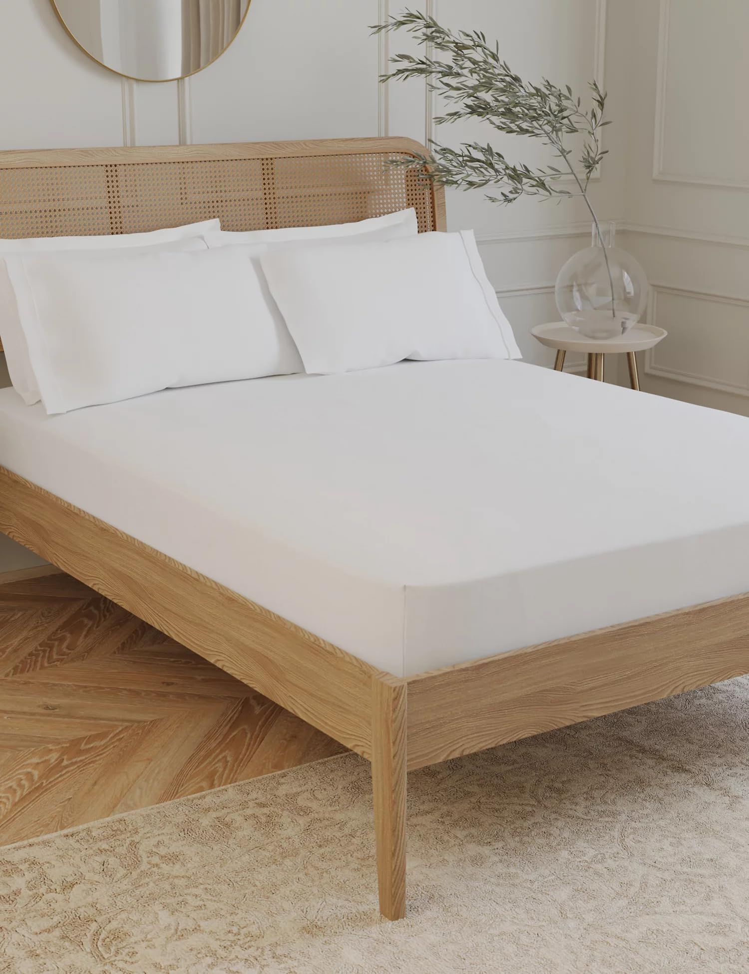 Ropa De Cama Super Soft 100% Cotton Blend White Flat Sheet Long Staple Cotton Flat Bed Sheet Sateen Weave SuperKing Flat Sheet 300 X 280 cm and pillow Case 50 X 90 cm (SuperKing,White)