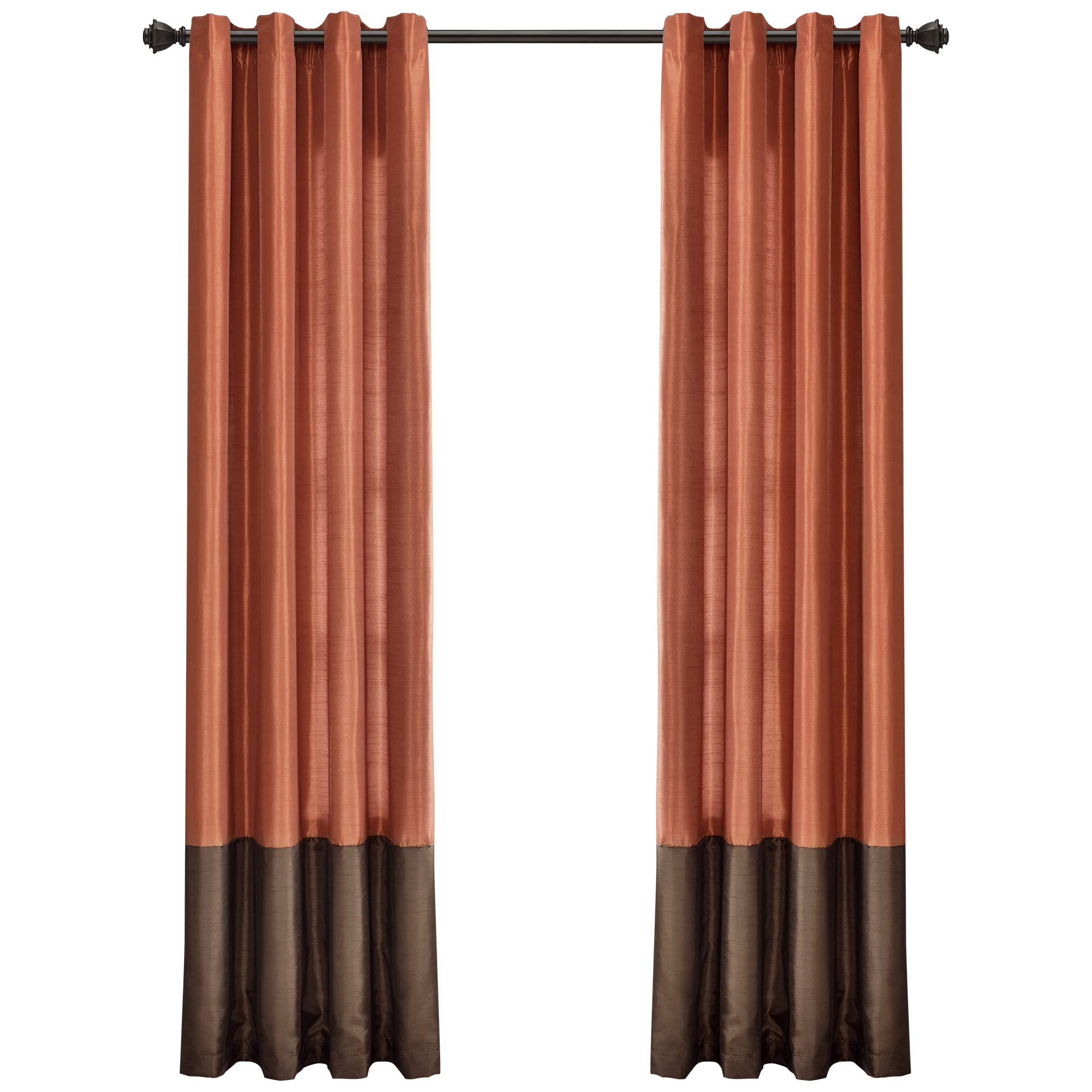 Lush Decor, 54 x 95, Brown/Rust White/Gray Prima Window Curtains Panel Set for Living, Dining Room, Bedroom (Pair), 54 x 95-inch