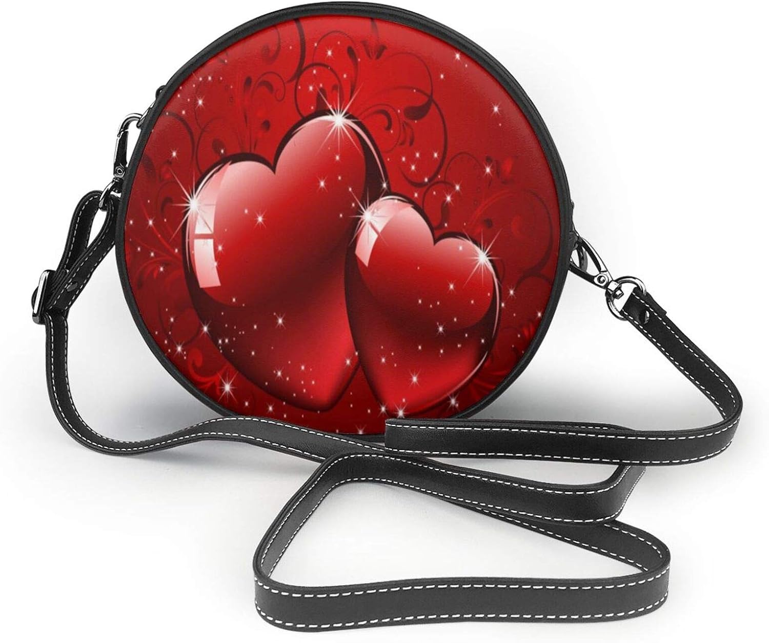 Amazon.com: hearts valentines day pink shoulder bag creative pu leather Happy Valentine'S Day Love Heart Welcome Spring Round Leather Shoulder