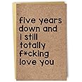 Huameigf 5 Year Anniversary Card for Him, Gold Envelope, 8 x 5.3 in