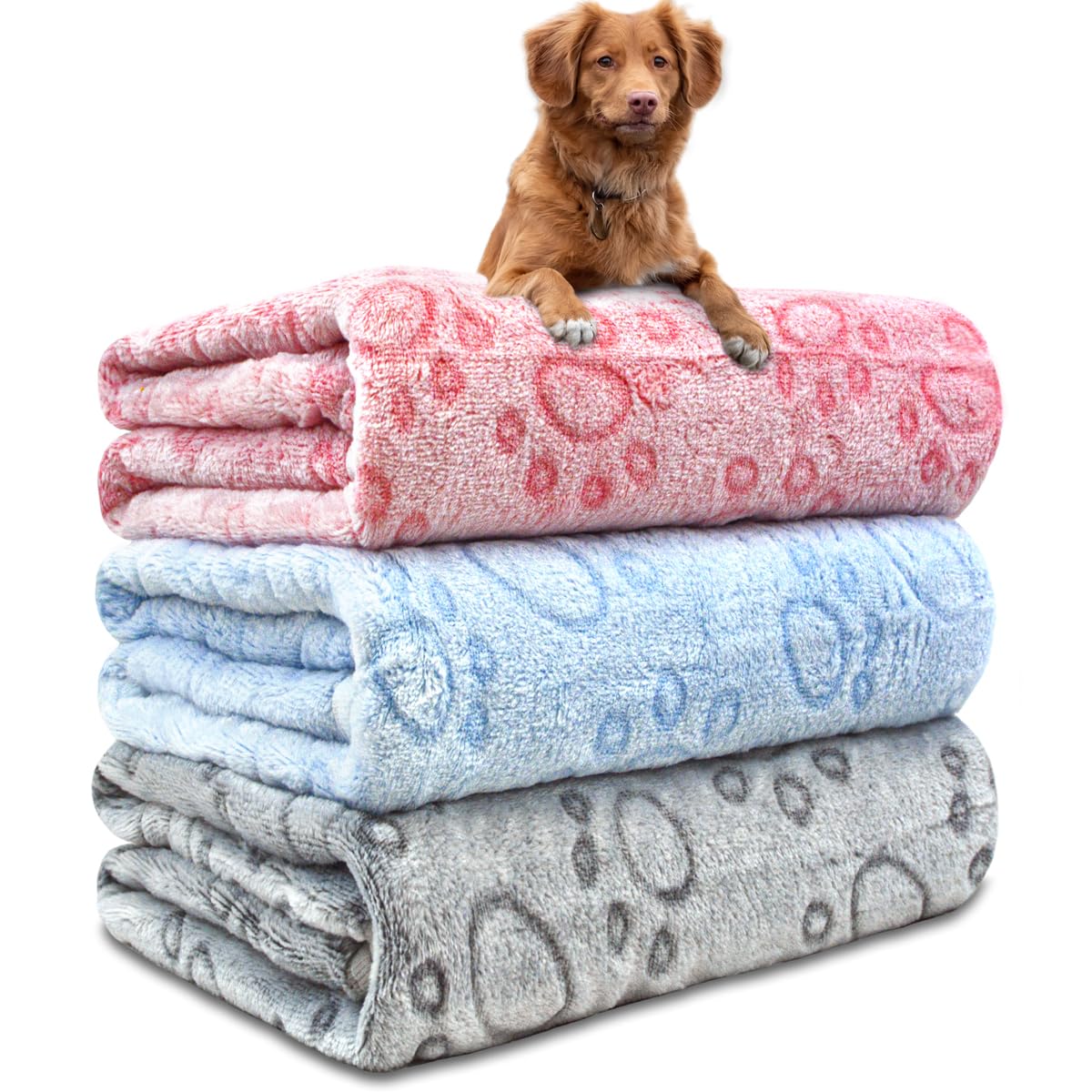 Photo 1 of 3 Pack Dog Blankets for Small Dogs, 23''x16'' Washable Dog Blanket, Soft Pet Blankets for Cat?Rabbit?Guinea Pig Small Animal Fleece Bedding Cute Claw Pattern Rabbit Bedding
