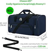 ZYZ ZZY Gym Duffle Bag 40L Duffle with Shoulder Strap Navy Blue view 4