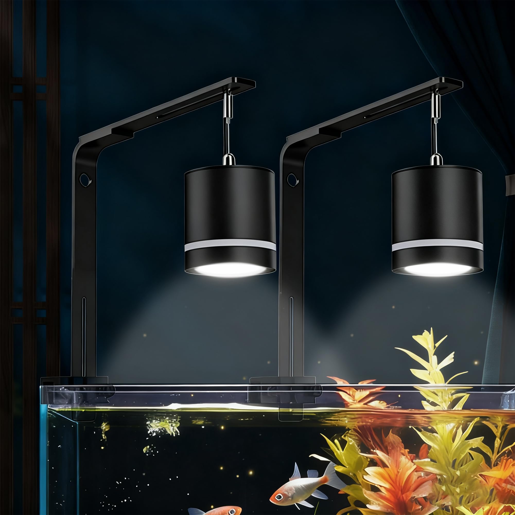 Photo 1 of LIYAOLI LED Aquarium Light - 2 Pcs Clip On Full Spectrum Fish Tank Light with Adjustable Height for Planted Tanks, Coral Reef, Saltwater/Freshwater, 3 Color Modes - White/Blue/Combo