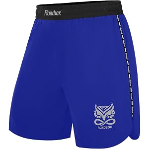 Roadbox Boys BJJ MMA Shorts, Kids Jiu Jitsu Shorts for No-Gi Grappling | Printed sport style. Secure drawstring waist. Quick-