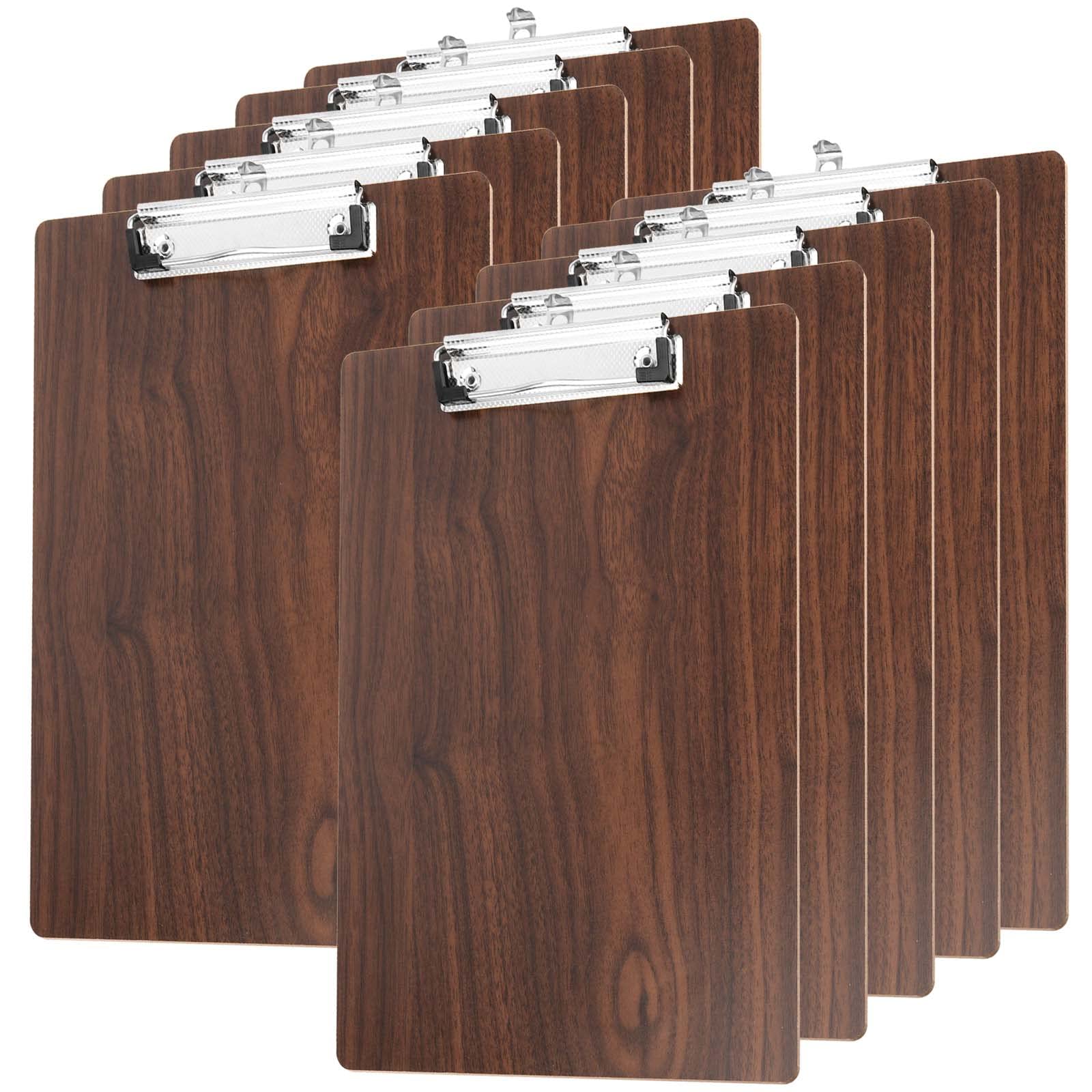SEUNMUK 10 Pack A4 Wood Clipboards, Hardboard Clipboard with Hanging Hole and Metal Clip Holder for Paper, Document and Menu