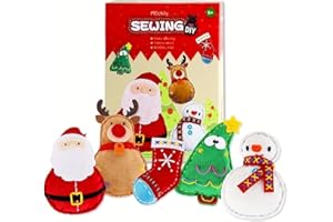 MEckily Sewing Kit for Kids - Christmas-Themed Beginner Kids Sewing Kit with Instructions and Sewing Supplies, Fun DIY Christmas Crafts, Christmas Gifts for Girls 8-12