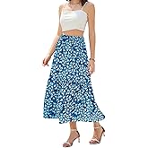 Abaadlw Maxi Skirts for Women with Pockets Long Midi Length Casual Skirt for Holiday