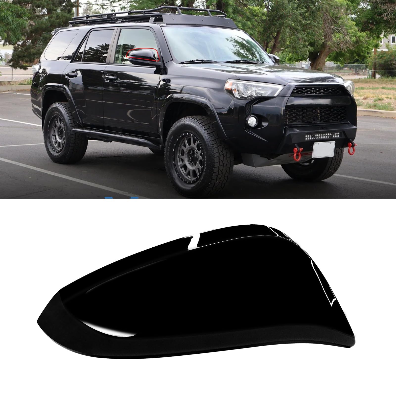 Photo 1 of Moonlinks Compatible with Toyota 4Runner 2014-2023/RAV4 2013-2015/RAV4 HV 2016 Right Side Mirror Cover Replacement, Glossy Black Right Passenger Side Rearview Mirror Cap Trim