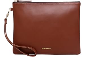 DORIS&JACKY Lambskin Leather Wristlet Clutch Purse For Women Large Soft Designer Wallet With Strap…