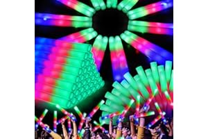 OLUPP 48 Pcs Foam Glow Sticks, Glow Sticks Bulk with 3 Modes Colorful Flashing, Light Up Baton Wands for Kids, Glow Stick Party Pack for Wedding, Raves, Concert, Camping, New Year Carnival