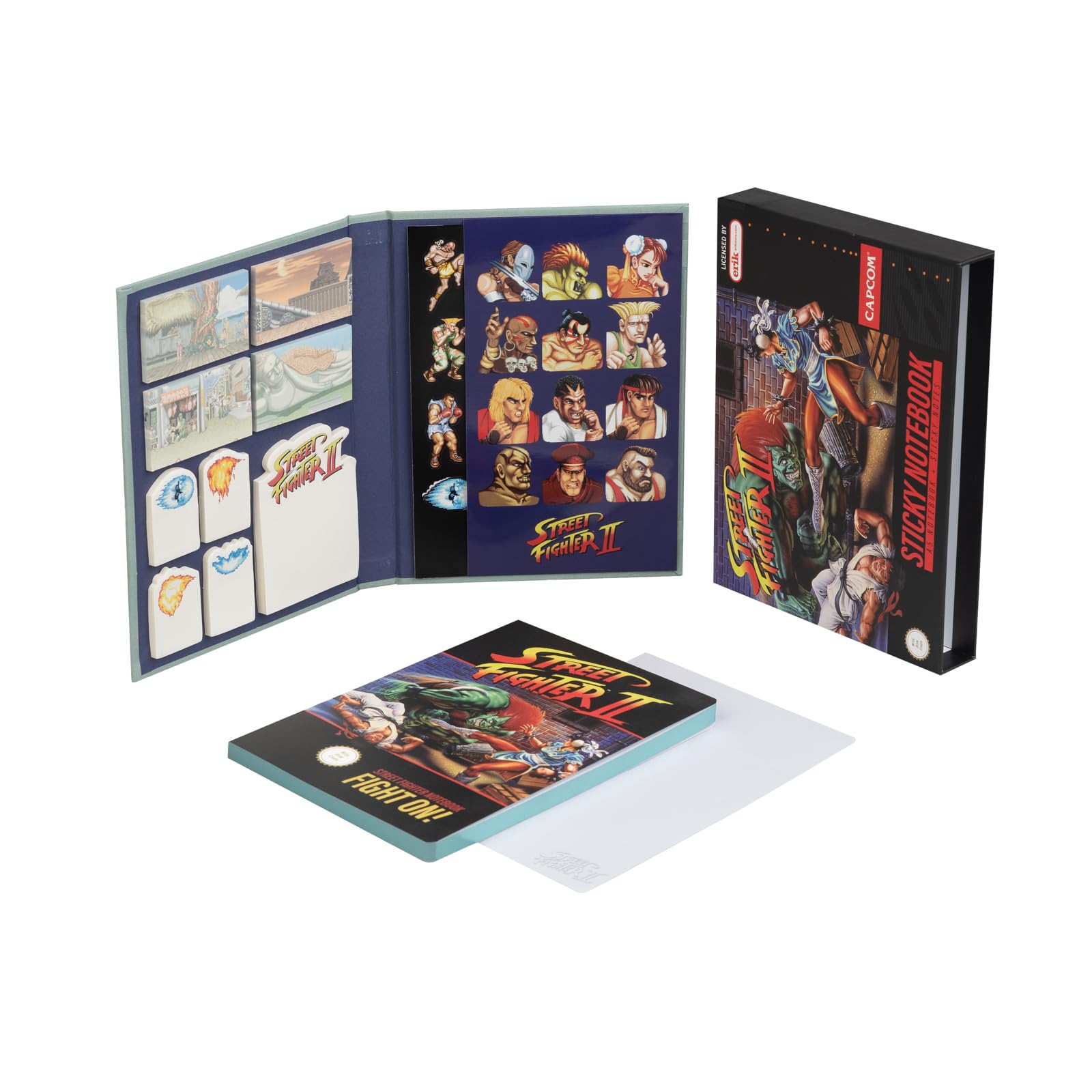 Grupo Erik A5 Notebook With Sticky Notes & Stickers & Gift Box - Street Fighter | Sticky Notebook A5 Sketchbook, Note Book | Gamer Gifts, Gaming Desk Accessories