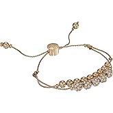 GUESS Womens Double Row Round Bead and Fireball Slider Bracelet