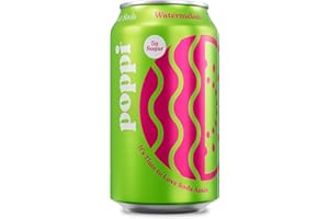 POPPI Sparkling Prebiotic Soda, Beverages w/Apple Cider Vinegar, Seltzer Water & Fruit Juice, Watermelon, 12oz (12 Pack) (Pac