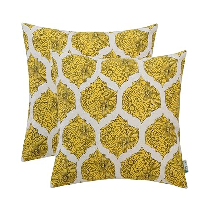 Amazon Com Hwy 50 Yellow Decorative Throw Pillows Covers Set