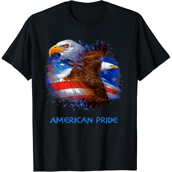 HSKLHBDIL Men's American Flag & Eagle Patriotic T-Shirt - 100% Cotton Short Sleeve Casual Tee - View #3
