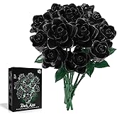BeepZipp Black Roses Flower Bouquet Building Blocks Set, Botanical Collection Artificial Flowers Compatible with Lego Flowers