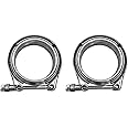 2X 2.5" Inch Stainless Steel V-Band Bolt Clamp with 2 Pcs Male Female Flanges Stainless Steel