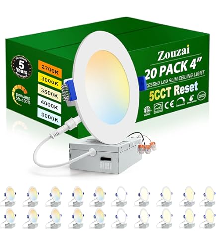 zouzai 24 Pack 4 Inch Ultra-Thin LED Recessed Ceiling Light with