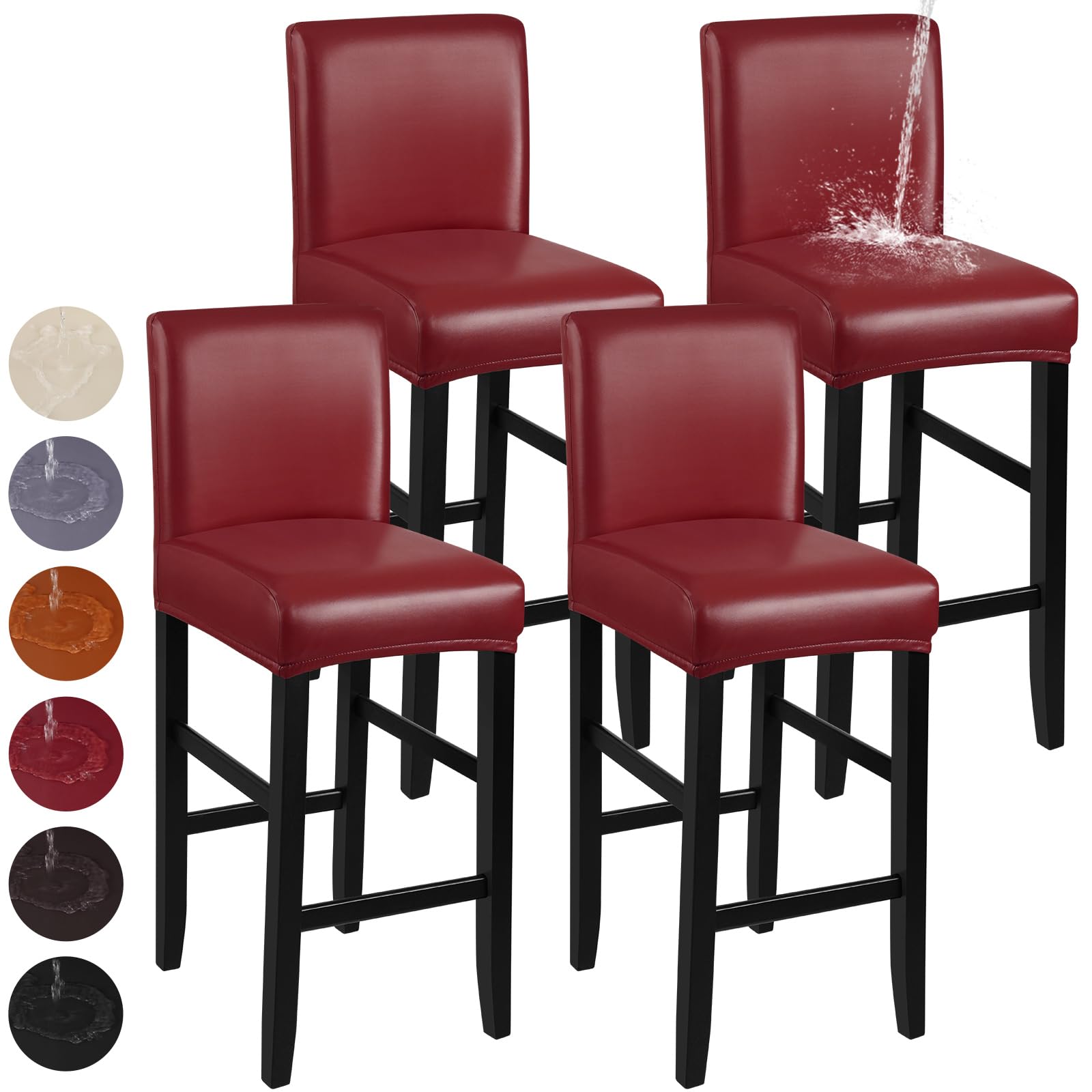 YISUN Bar Stool Covers, Stretch Waterproof PU Bar