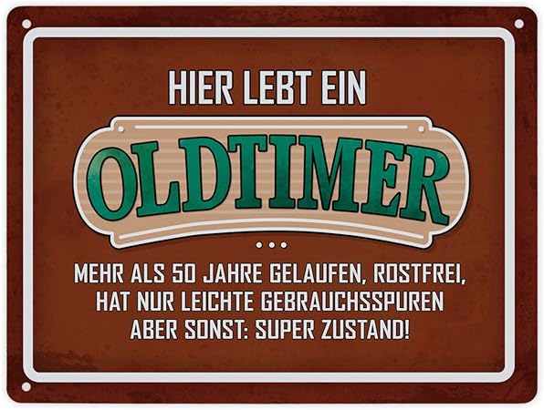 trendaffe - Metallschild XL mit Retro- Stil Motiv und Spruch: Hier