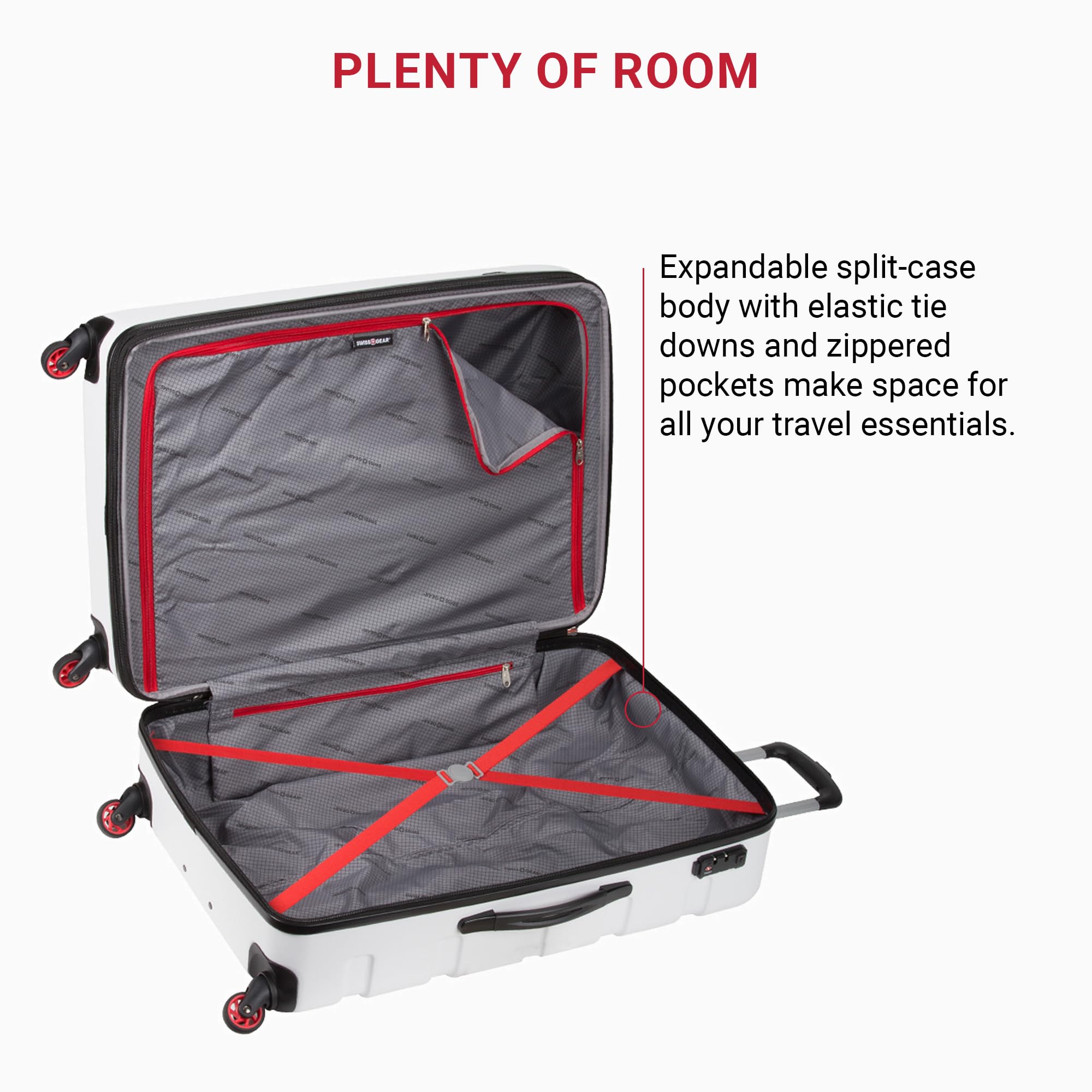 SwissGear 7366 Hardside Expandable Luggage with Spinner Wheels, White, Checked-Medium 23-Inch