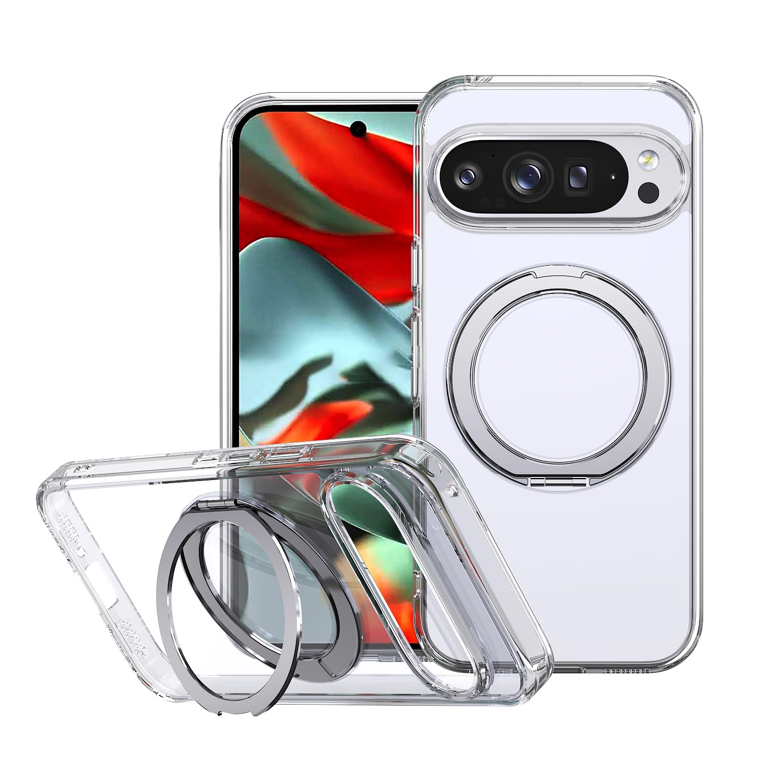 Photo 1 of Lunivop Phone Case Compatible with Google Pixel 10 Pro XL Case Clear 360°Rotated Ring Holder ?Compatible with Magsafe? Magnetic Kickstand Military - Grade Protection for Pixel 10 Pro XL 6.8 '' Clear