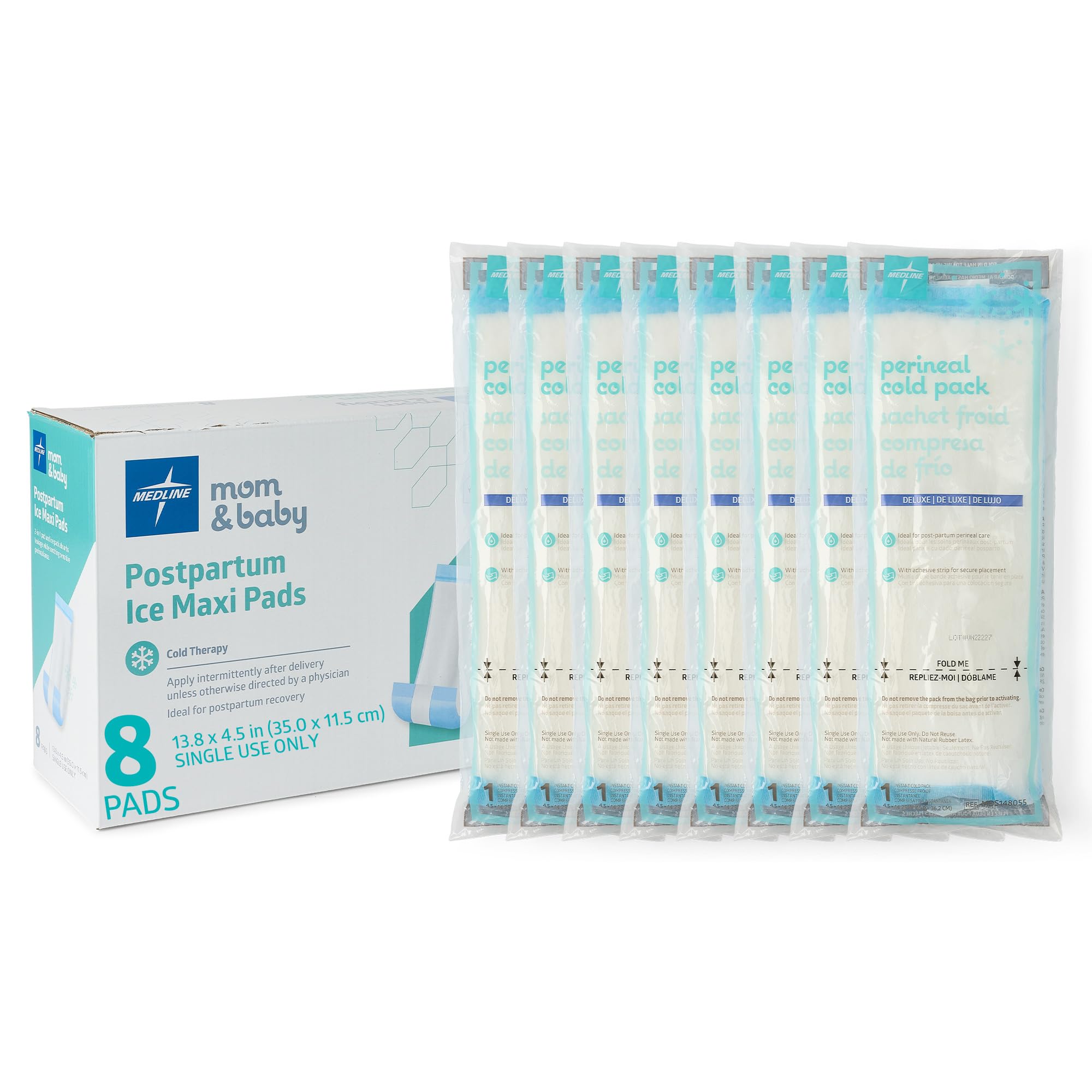 View 1 of ***MISSING PARTS***
Medline 2-in-1 Absorbent Perineal Pad and Instant Cold Ice Packs for Postpartum Care (8 Count). Ready-to-use Essential for After Delivery, Maternity, Postpartum Care