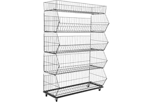 ELEEFERRI Retail Display Rack 5-Tier Market Merchandise Display Shelf Fruit Store Storage Shelf Vegetable Snack Basket Retail Store Supplies with Wheels for Home Store Market (18" D X 35" W X 55" H)