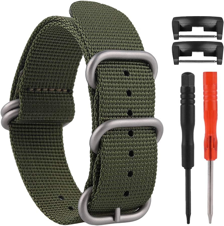 Timelee Nylon Strap Watch Band Replacement Watch Strap Green for D6 D6i Dive Computer Watch with Pin Removal Tools and Connectors