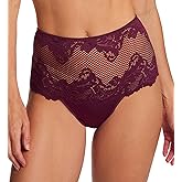 Lace Allure High Waist Thong - Blackberry