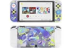 ENIFLY Cute Soft Shockproof Splatoon Dockable Cover Case Compatible with Nintendo Switch OLED, Durable Scratch Resistant Shell for Joycon, Silicone Protective Skin Set